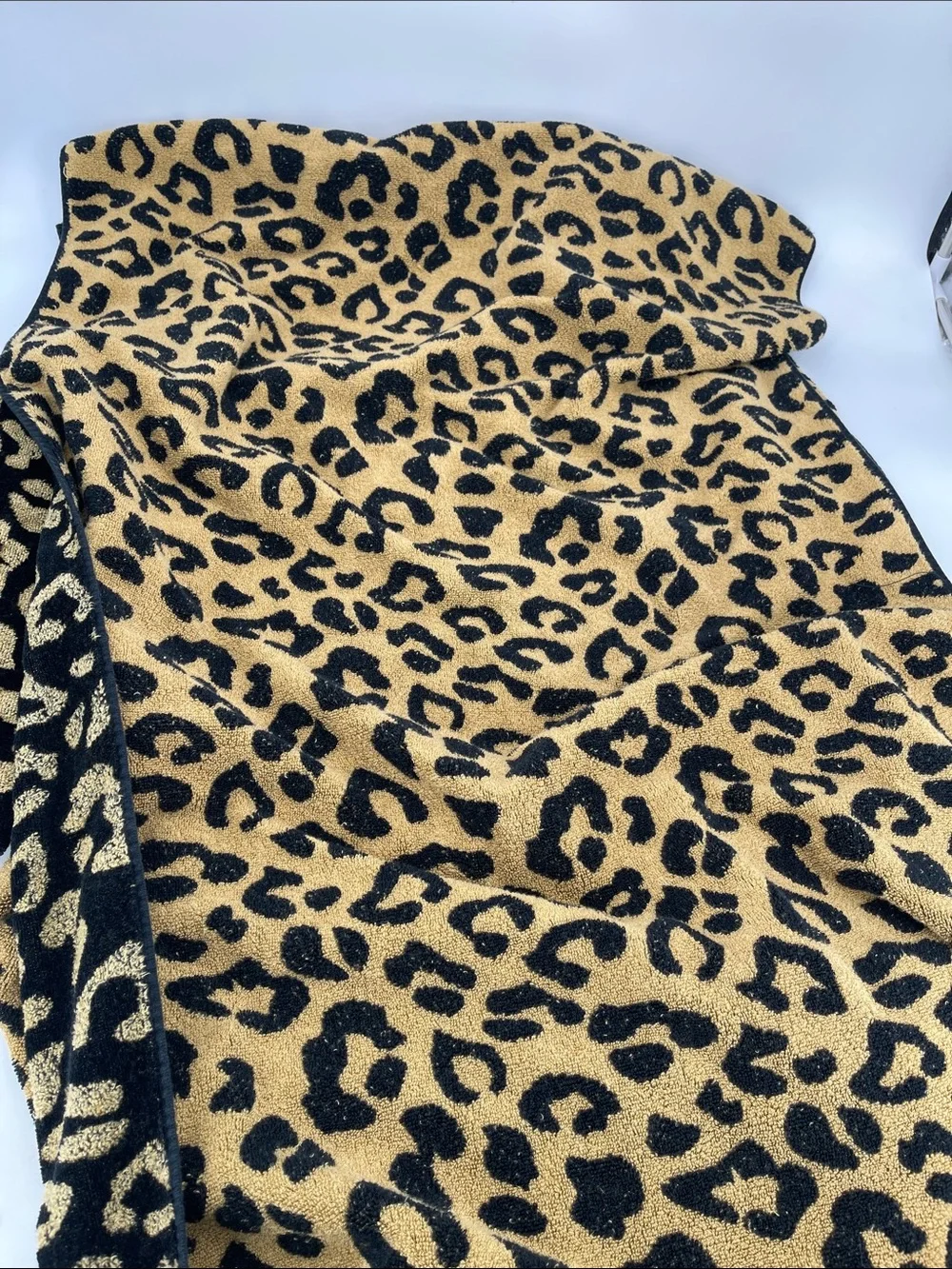 Christian Lacroix Black and Gold Leopard Print Bath Towels-Set Of 3